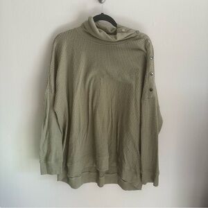 Green Waffle Knit Long Sleeve French Laundry 3X Cowl Neck Sweater